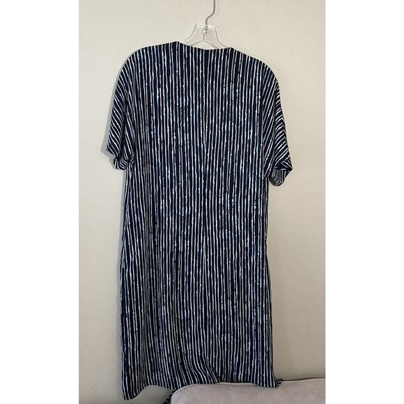 Babaton Aritzia Women’s Wallace Wrap Dress Blue Print Size Large Indigo Glimmer - Picture 3 of 10